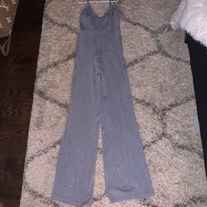 The cutest blue sparkly tint flare jumpsuit!!